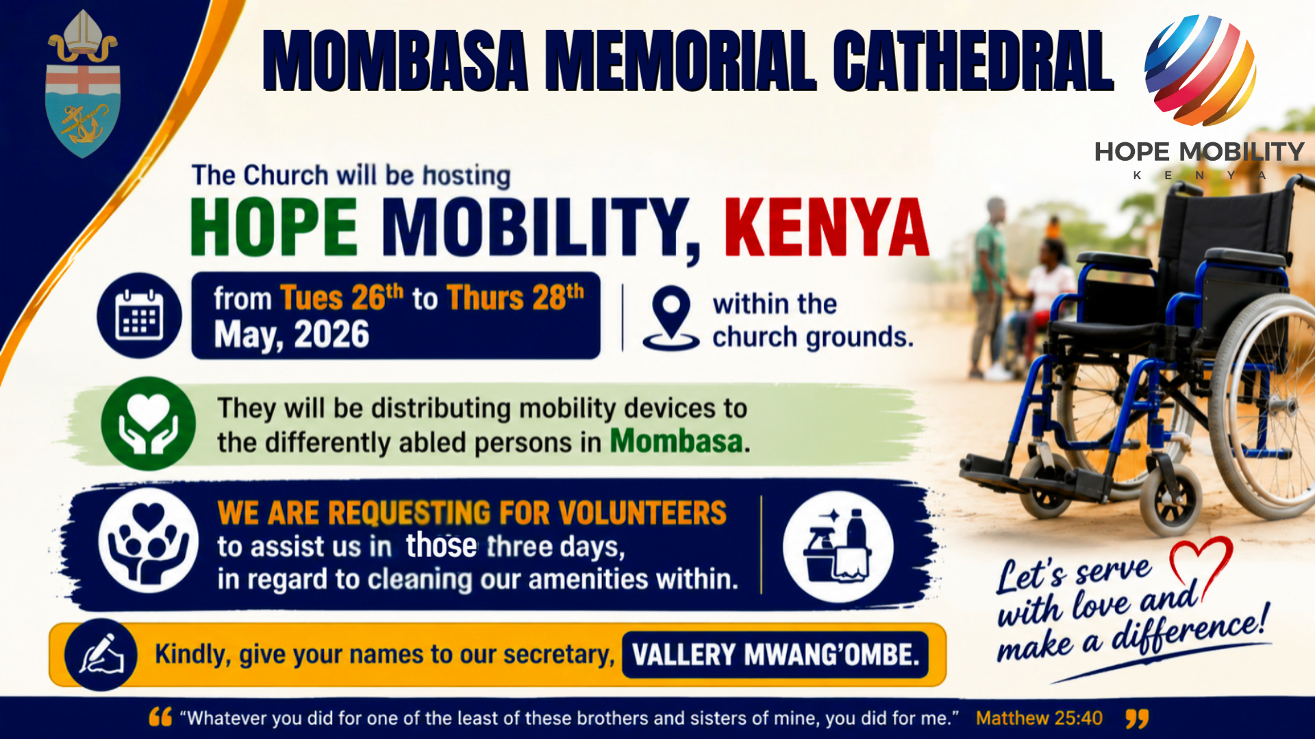 VOLUNTEER APPEAL FOR HOPE MOBILITY KENYA OUTREACH