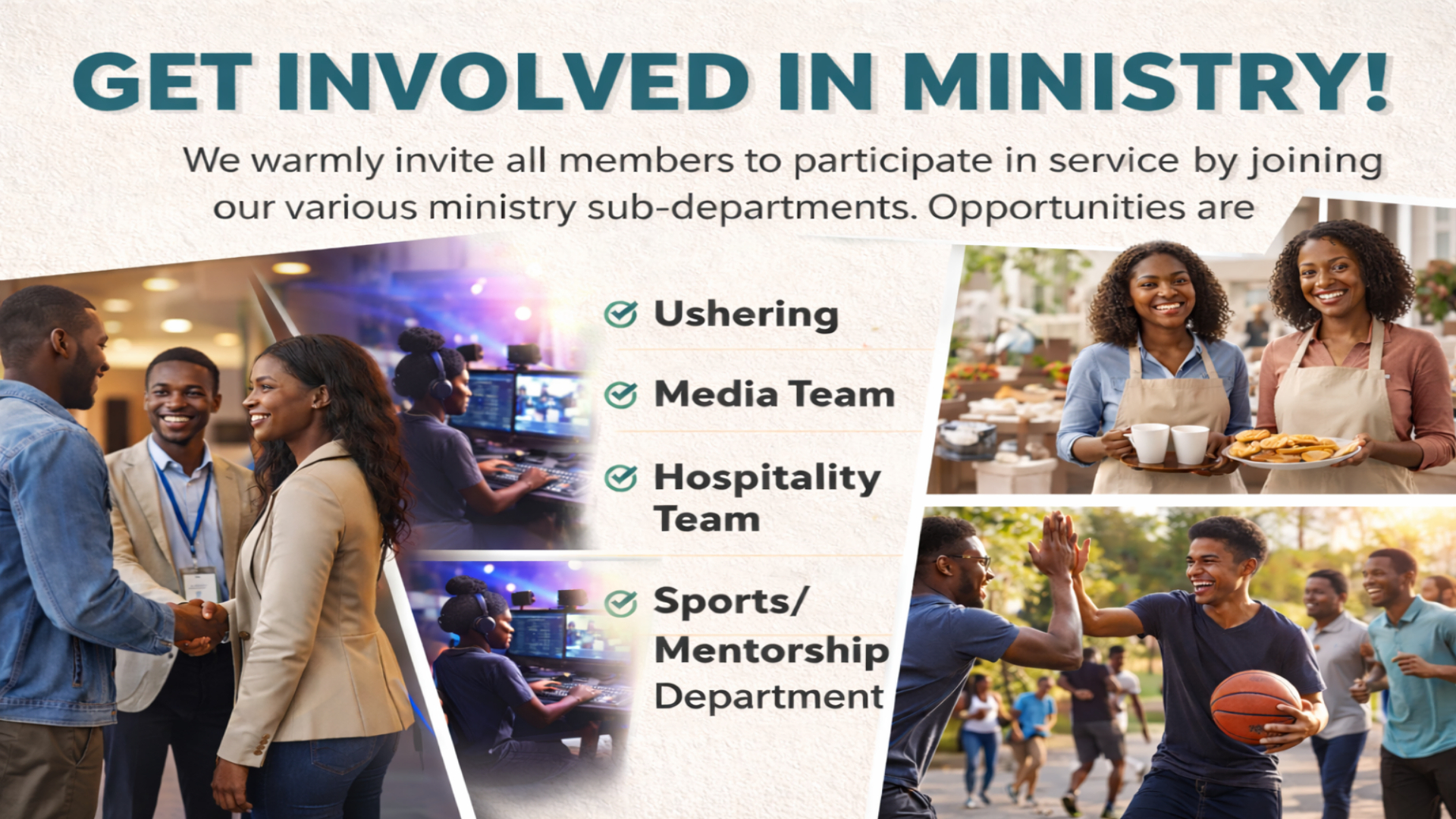 CALL TO SERVE: JOIN A MINISTRY DEPARTMENT