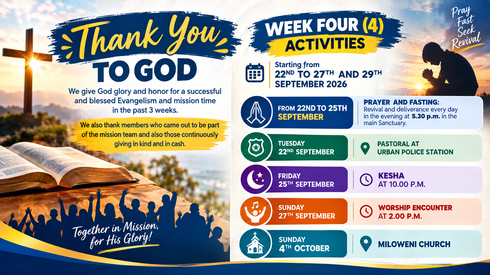 EVANGELISM & MISSION MONTH - WEEK 4 ACTIVITIES