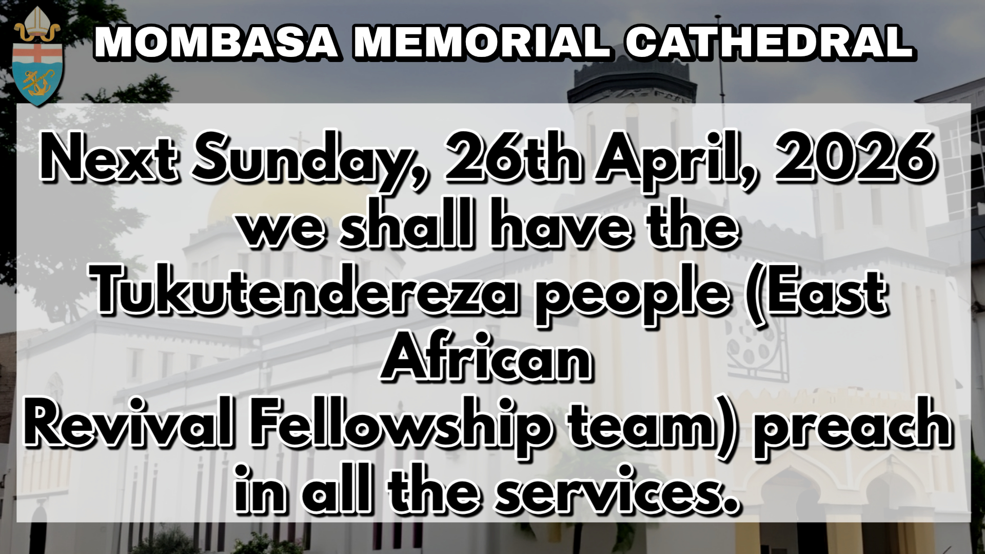 TUKUTENDEREZA TEAM TO MINISTER IN ALL SERVICES NEXT SUNDAY